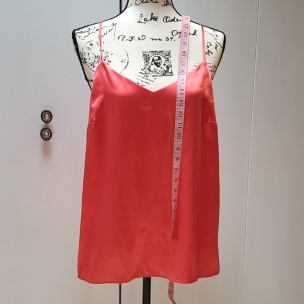 Womens Coral Salmon Satin/Silky Lined Camisole Top Adj.Straps Layering  Sz.L
